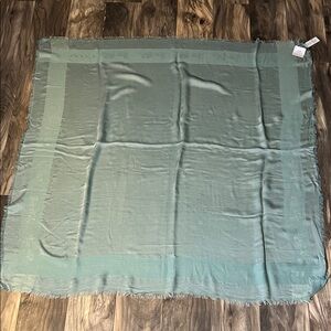 Coach  Light Teal Square Fringe Scarf